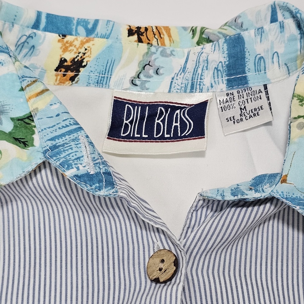 Vintage Bill Blass Shirt Women's Sz M Embroidered Button Up  White Art To Wear - Picture 3 of 14